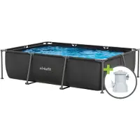 VirtuFit Piscine rectangulaire 300 x 210 x 66 cm, couleur anthracite, pompe de filtration incluse