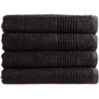 PHLOX Set de serviettes 70x140 cm - 4 pièces - 600 g/m2 Coton doux - Collection Suprême - Noir
