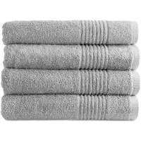 PHLOX Set de serviettes 70x140 cm - 4 pièces - 600 g/m2 Coton doux - Collection Suprême - Crème Gris clair