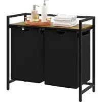 OEM Coffre à deux compartiments - Capacité de 95 L - Poches coulissantes - Avec tablette - 76 x 33,5 x 72 cm - Noir