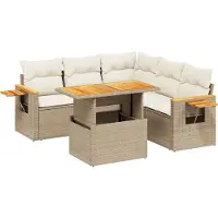 vidaXL Ensemble de salon de jardin 6 pièces avec coussins Beige Poly Rattan