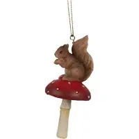 Clayre & Eef 6PR4233 Pendentif décoratif écureuil sur champignon 4x4x9 cm