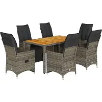 vidaXL Ensemble de jardin bistrot 7 pièces avec coussins Gris Poly rotin