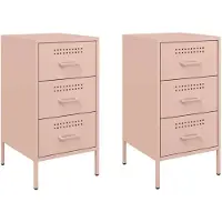 vidaXL Tables de chevet 2 pcs rose 36x39x68 cm acier