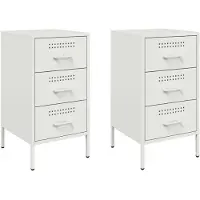 vidaXL Tables de chevet 2 pcs blanc 36x39x68 cm acier