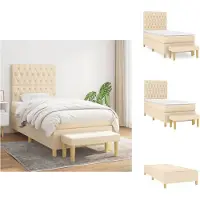 vidaXL Lit boxspring avec matelas Crème 100x200 cm Tissu