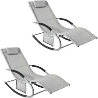 SoBuy OGS28-HGx2 - Lot de 2 fauteuils à bascule - jusqu'à 120 kg - 145 x 63 x 86 cm - Gris
