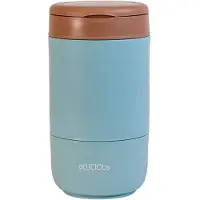 Intirilife Lunch Box Gobelet À Céréales Avec Deux Compartiments Séparés Avec Couvercle Boucle Cuillère Bleu - 270/370 Ml De Contenance - Thermo Récipient Boîte De Conservation Pour Soupes Yaourt