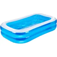 Eddy Toys Inflatable Pool - Piscine gonflable avec bouchon de vidange et patch de réparation - piscine pour enfants et tout-petits - 207 x 132 x 46 cm - piscine pour enfants - piscine gonflable - bleu