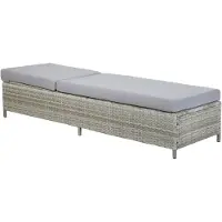Beliani Chaise longue de jardin en rotin synthétique gris, avec housse élégante et appui-tête réglable, pour terrasse