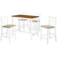 vidaXL Table de bar avec chaises 5 pcs. bois massif brun et blanc