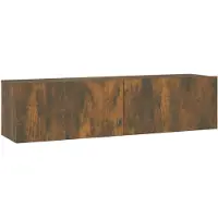 vidaXL Armoire TV murale chêne fumé 120x30x30 cm Bois composite
