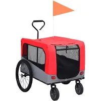 vidaXL Remorque vélo 2 en 1 pour chiens et poussette rouge et grise