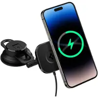 Spigen OneTap Pro 3 - Support de téléphone de voiture - Tableau de bord et pare-brise - Chargeur sans fil - magnétique - Noir