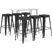 vidaXL Ensemble de bar 7 pièces blanc et noir