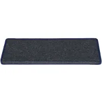 vidaXL Tapis d'escalier 15 pièces 65 x 21 x 4 cm Gris foncé et bleu Bord rectangulaire