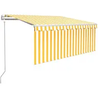 vidaXL Store automatique rétractable avec volant 3,5x2,5 m jaune & blanc