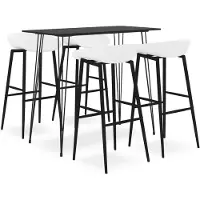 vidaXL Ensemble de bar 5 pièces noir et blanc