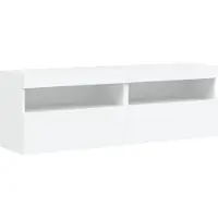 vidaXL Armoires TV murales avec lampes LED 2 pcs. Blanc 60x30x40 cm