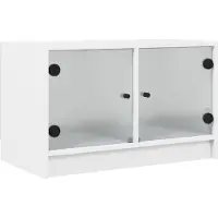 vidaXL Armoire TV avec portes en verre blanc 68x37x42 cm
