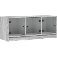 vidaXL Armoire TV avec portes en verre Gris Sonoma 102x37x42 cm