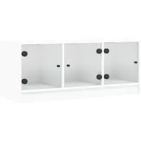 vidaXL Armoire TV avec portes en verre blanc 102x37x42 cm
