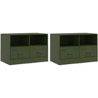 vidaXL Armoires TV 2 pcs. Vert olive 67x39x44 cm Acier