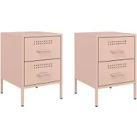 vidaXL Tables de chevet 2 pcs rose 36x39x50,5 cm acier