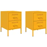 vidaXL Tables de chevet 2 pcs jaune moutarde 36x39x50,5 cm acier