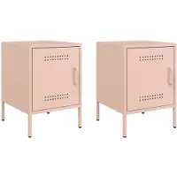 vidaXL Tables de chevet 2 pcs rose 36x39x50,5 cm acier