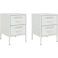 vidaXL Tables de chevet 2 pcs blanc 36x39x50,5 cm acier