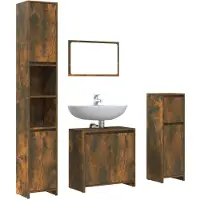vidaXL Ensemble de meubles de salle de bain 4 pièces chêne fumé bois composite