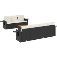 vidaXL Ensemble de jardin canapé 8 pièces avec coussins noir poly rotin