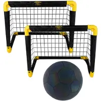 Umbro But de football 50 x 44 x 44 cm, set de 2 avec ballon de football, but pliable pour enfants Noir/Jaune