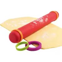 Mastrad Rouleau à pâtisserie réglable avec revêtement antiadhésif en silicone sans BPA rouge - 41 cm