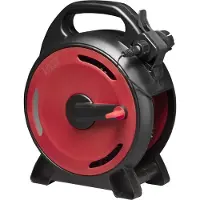 Konstsmide Micro guirlande lumineuse LED avec enrouleur de câble, noir-rouge, 600 diodes ambre, transfo extérieur 30V, 6W, câble souple noir