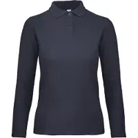 B&C PWI13 | Polo à manches longues pour femme ID.001 / 100 % piqué de coton - Couleur : bleu marine - Taille : M
