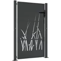 vidaXL Portail de jardin Anthracite 105 x 130 cm Acier Design Herbe