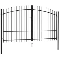 vidaXL Portillon double porte avec dessus à pointe Acier 3x1,75 m Noir