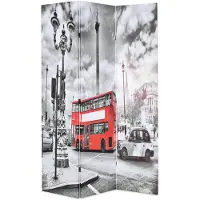 vidaXL Cloison de séparation - - Bus londonien - 120 x 170 cm - Noir et blanc - Design contemporain