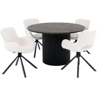 Ebuy24 Boavista ensemble pour salle à manger table de salle à manger Ø120cm marron foncé et 4 Amorim chaise offwhite.