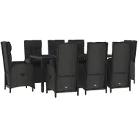 vidaXL Ensemble à manger jardin 9pcs et coussins noir résine tressée