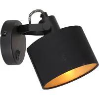 Mexlite Spot Ornoir 3333ZW noir avec abat-jour doré - Orientable et inclinable - Métal et textile - - Moderne - Usage intérieur