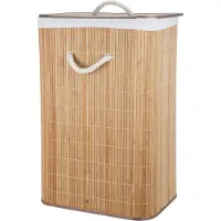 Storage solutions Panier à linge - bois de bambou - avec couvercle - naturel - 40 x 30 x 60 cm - 70 litres - pliable