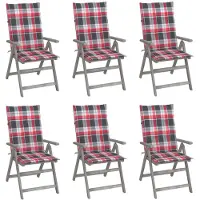 vidaXL Chaises de jardin réglables 6 pcs. avec coussins en bois massif d'acacia
