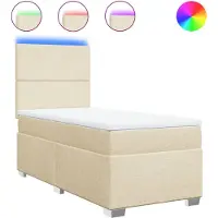 vidaXL Lit boxspring avec matelas Crème 80x200 cm Tissu