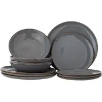 Bloomingville Service de table Sandrine 12 pièces gris