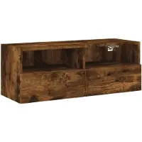 vidaXL Armoire TV murale chêne fumé 80x30x30 cm Matériau dérivé du bois