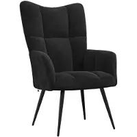 vidaXL Fauteuil "Gückingen" en velours (100% polyester), acier noir. Dimensions (l/h/p) 61x96x70 cm