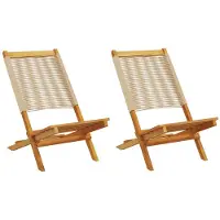 vidaXL Chaises de jardin 2 pcs. Beige Acacia massif et polypropylène